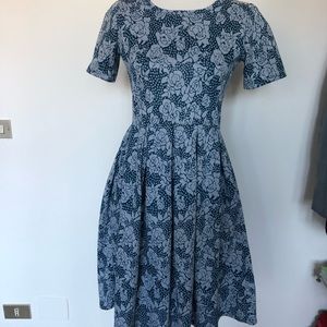 LuLaRoe Blue and Gray Floral Dress